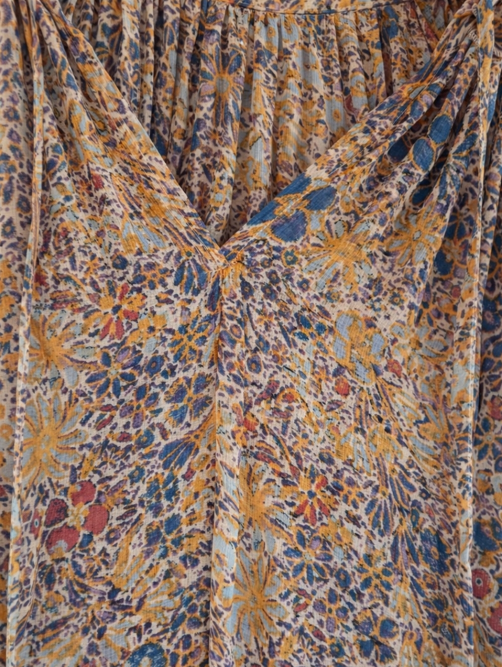 Free People Feelin Groovy Maxi Dress Boho Floral Sheer Tiered Prairie Midi M - Picture 4 of 10